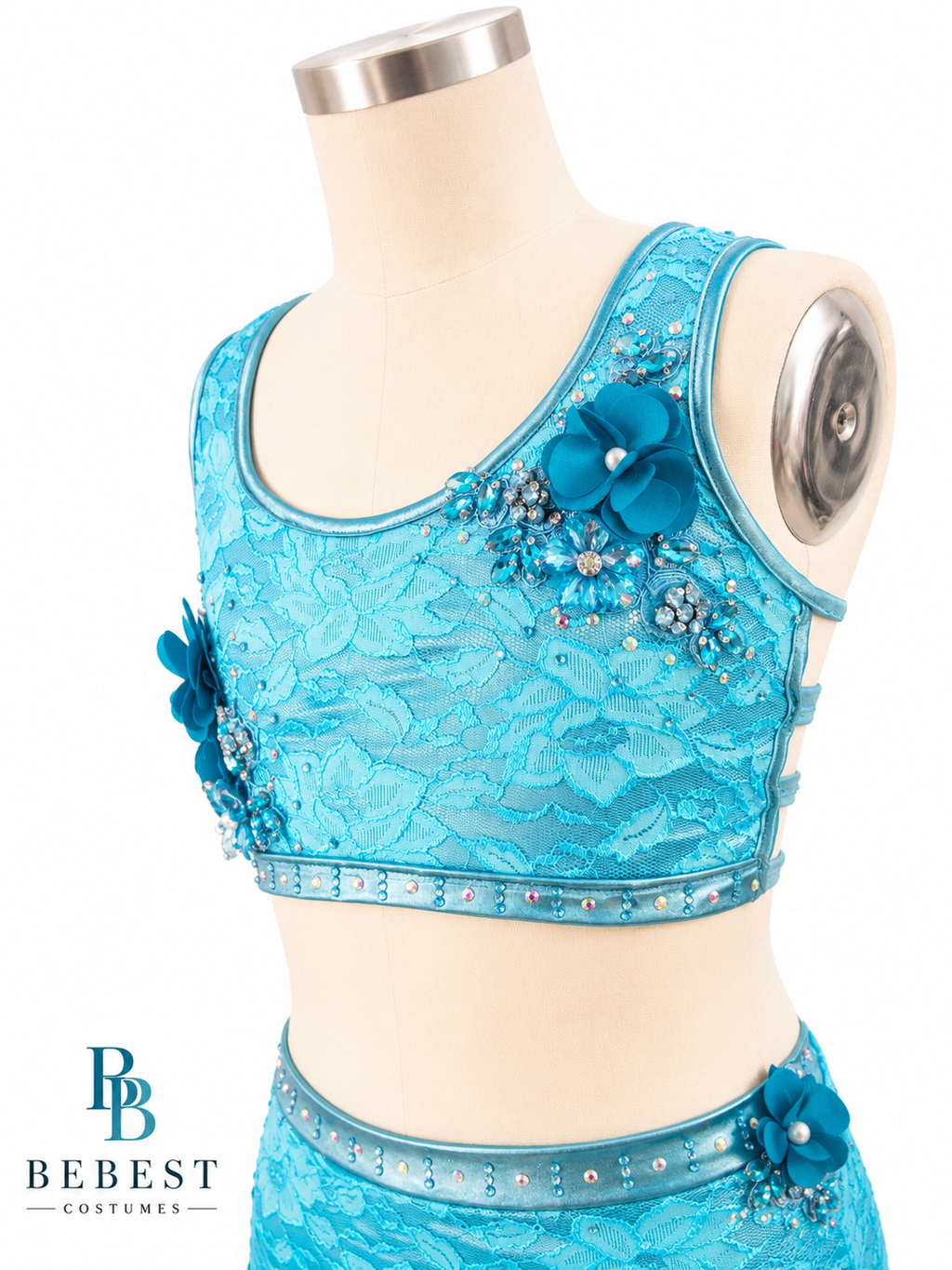 Two Piece Turquoise Lace Youth Size 8
