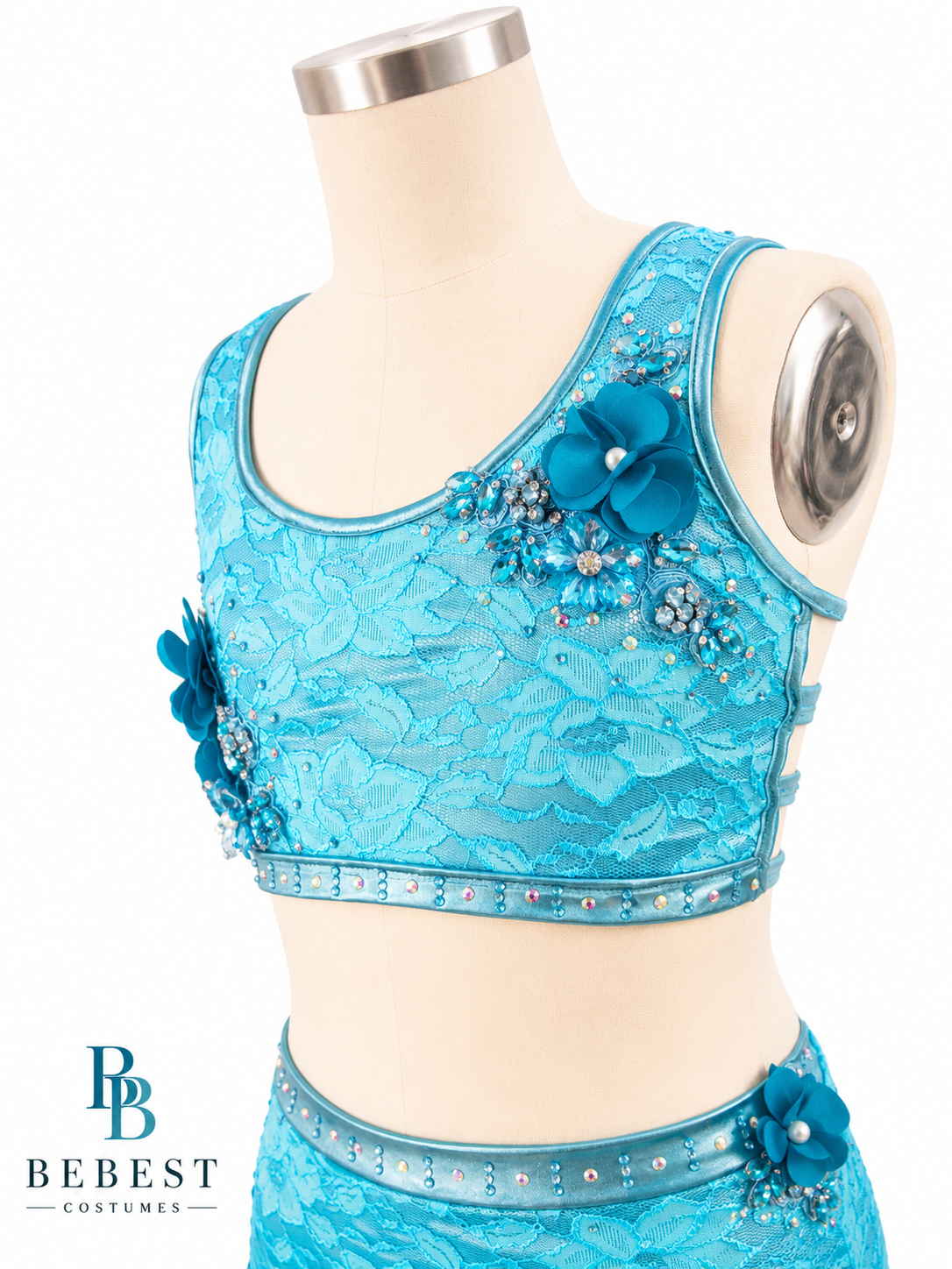 Two Piece Turquoise Lace Youth Size 8