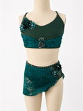 Emerald Lace Two-Piece Dance Costume