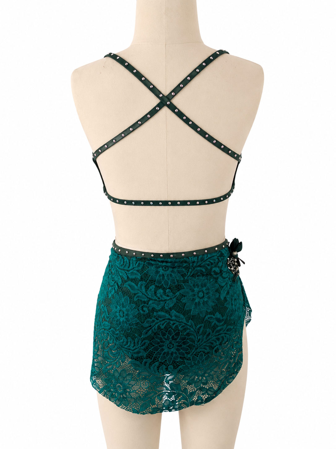 Emerald Lace Two-Piece Dance Costume