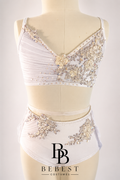 White two piece with double layer skirt