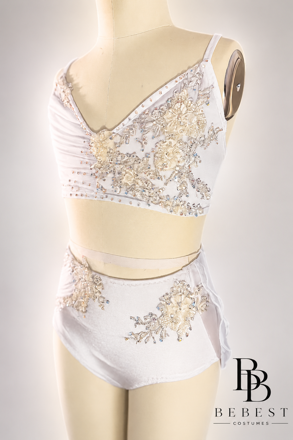 White two piece with double layer skirt