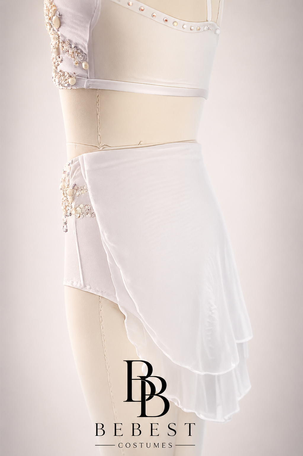 White two piece with double layer skirt