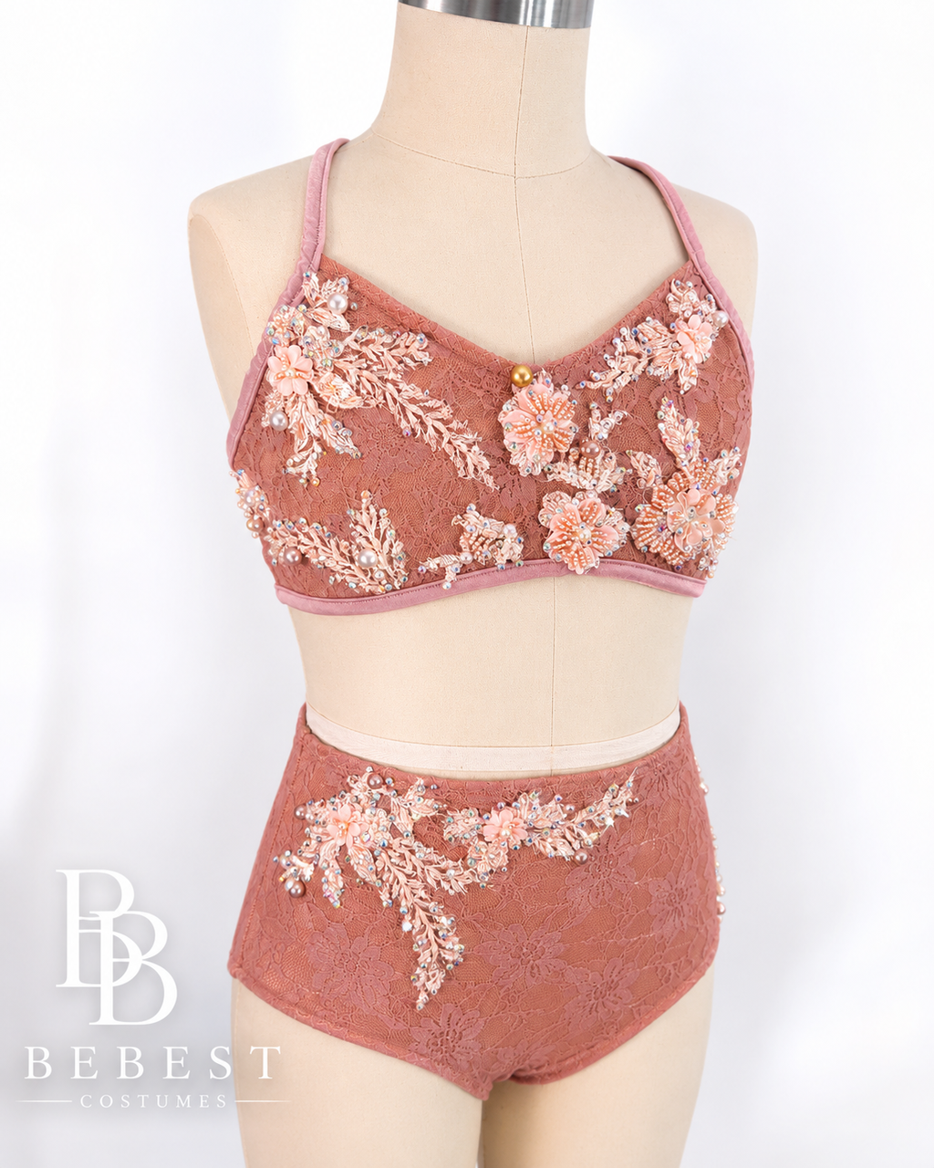 Dusty Rose Floral Lace Costume
