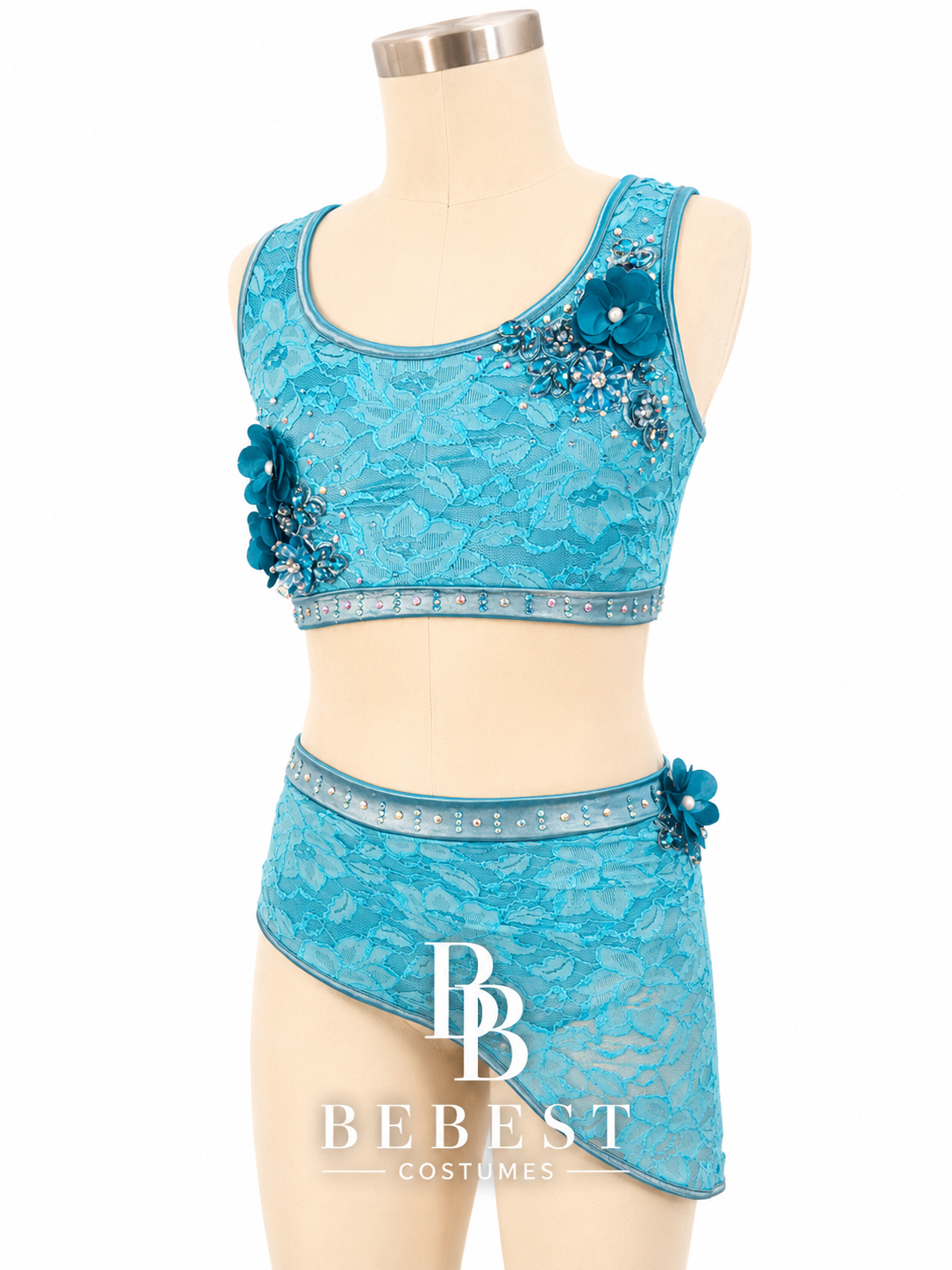 Two Piece Turquoise Lace Youth Size 8